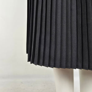 Vintage Black Pleated Midi Skirt Size 6 Made in Canada Minimalist Officecore