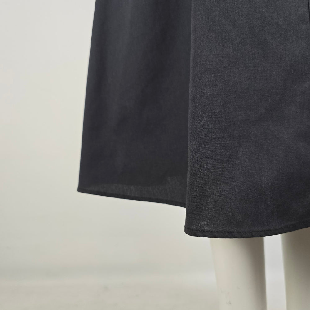 Vintage Black Full Midi Skirt Size 10 Elastic Waist Minimalist Cottagecore