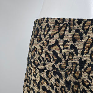 Free People Leopard Print Mini Skirt Flounce Hem Size 8