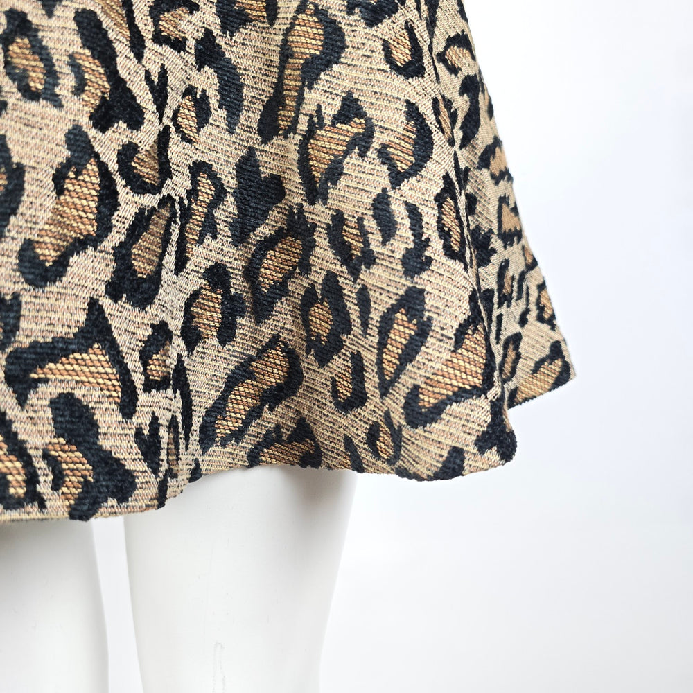 Free People Leopard Print Mini Skirt Flounce Hem Size 8