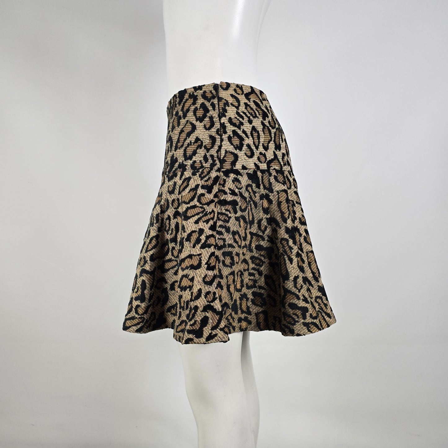 Free People Leopard Print Mini Skirt Flounce Hem Size 8