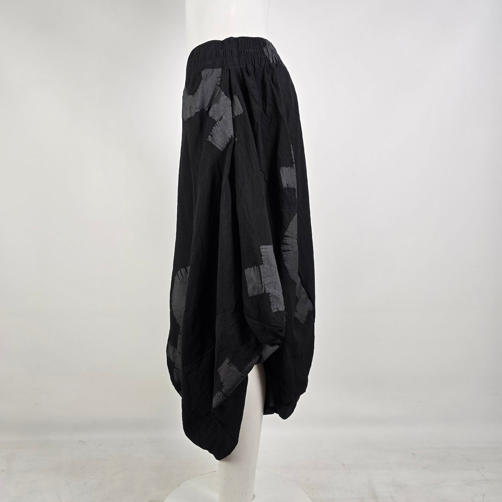 My Soul Avant Garde Black Balloon Skirt Size L Oversized Draped Lagenlook