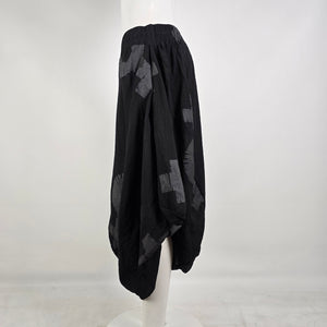 My Soul Avant Garde Black Balloon Skirt Size L Oversized Draped Lagenlook