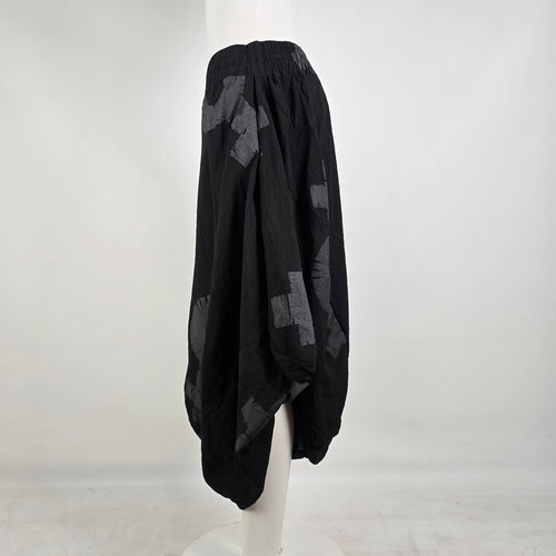 My Soul Avant Garde Black Balloon Skirt Size L Oversized Draped Lagenlook
