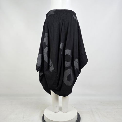 My Soul Avant Garde Black Balloon Skirt Size L Oversized Draped Lagenlook
