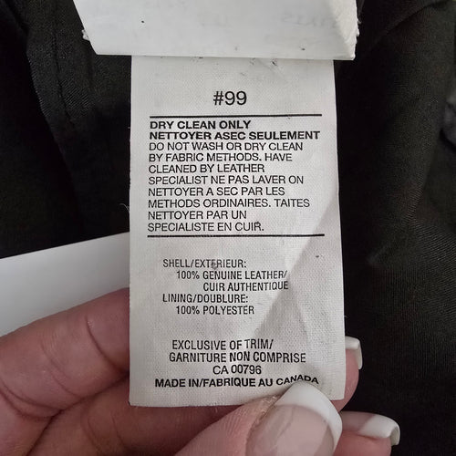 Bianca Black Genuine Leather Pencil Skirt Made in Canada Size 14 Vintage