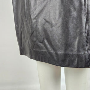 Bianca Black Genuine Leather Pencil Skirt Made in Canada Size 14 Vintage
