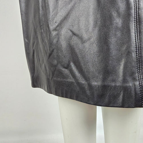 Bianca Black Genuine Leather Pencil Skirt Made in Canada Size 14 Vintage