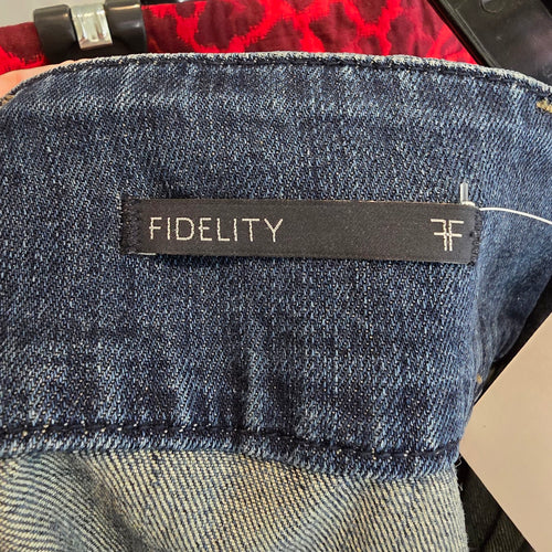 Fidelity Denim Button Front Mini Skirt Size L Pleated Jean Skirt Y2K