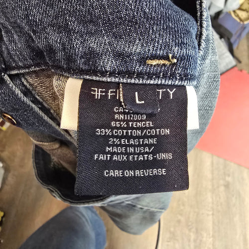 Fidelity Denim Button Front Mini Skirt Size L Pleated Jean Skirt Y2K