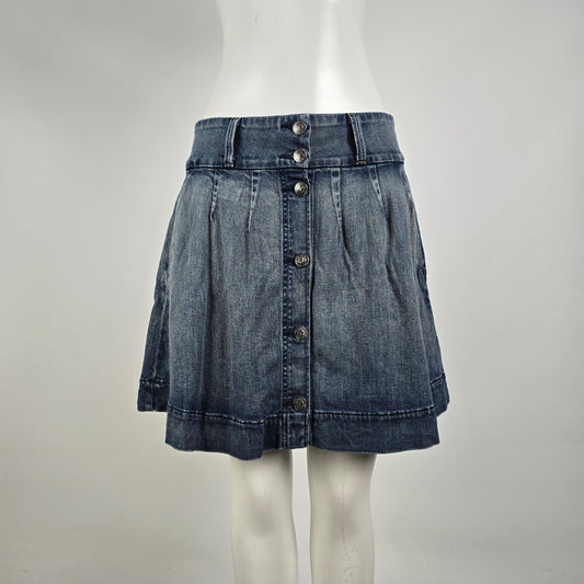 Fidelity Denim Button Front Mini Skirt Pleated Jean Skirt Y2K