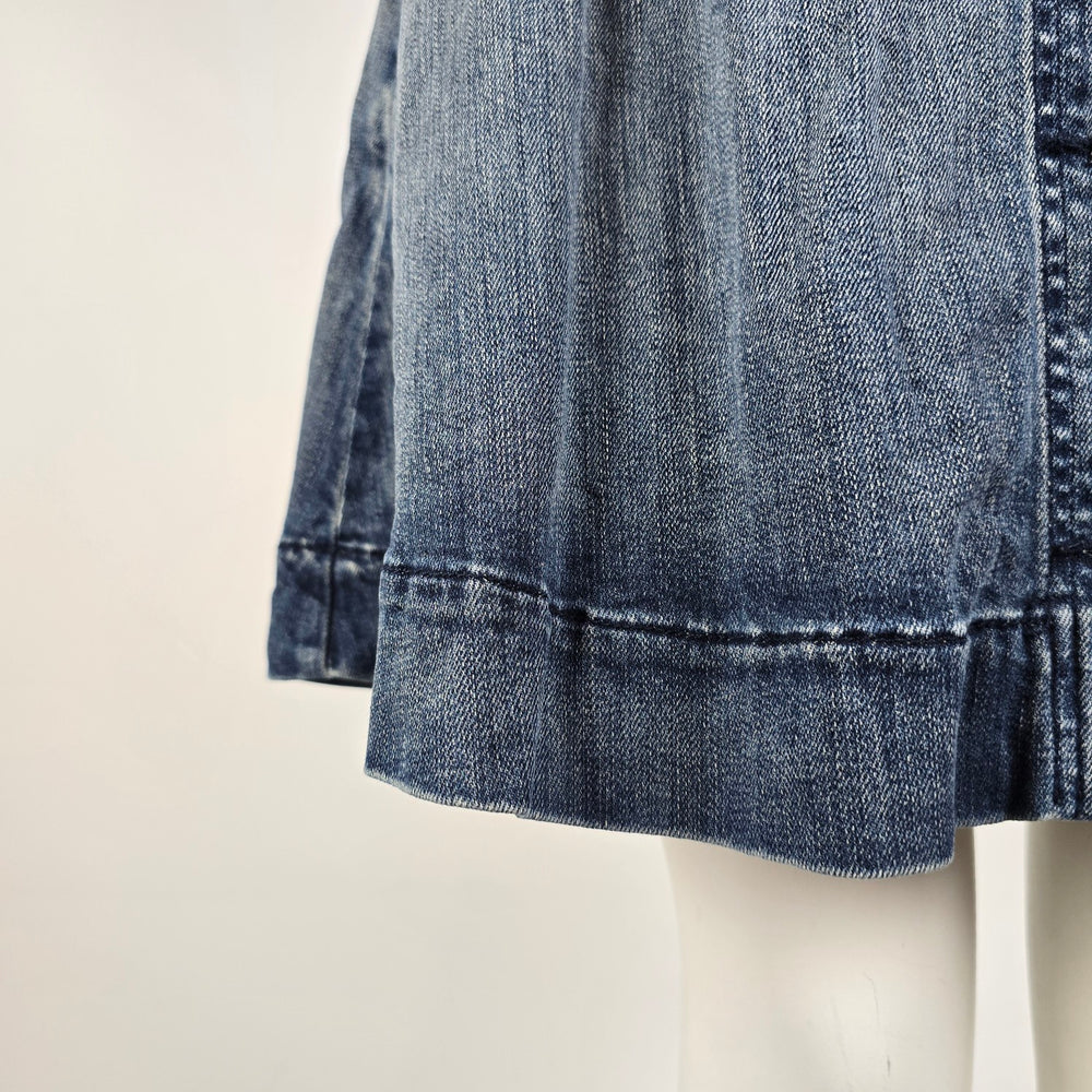 Fidelity Denim Button Front Mini Skirt Size L Pleated Jean Skirt Y2K