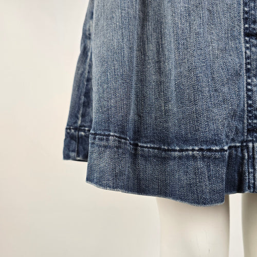 Fidelity Denim Button Front Mini Skirt Size L Pleated Jean Skirt Y2K