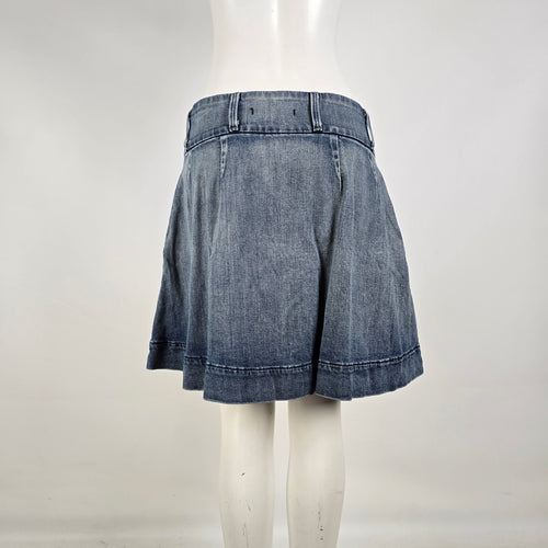 Fidelity Denim Button Front Mini Skirt Size L Pleated Jean Skirt Y2K