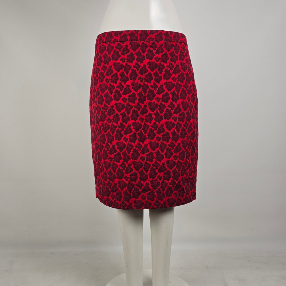 Talbots Petite Red Leopard Print Pencil Skirt Textured Career Chic 16P