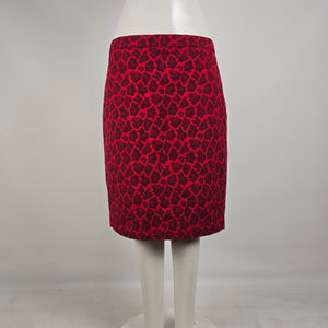 Talbots Petite Red Leopard Print Pencil Skirt Textured Career Chic 16P