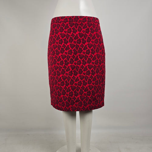 Talbots Petite Red Leopard Print Pencil Skirt Textured Career Chic 16P