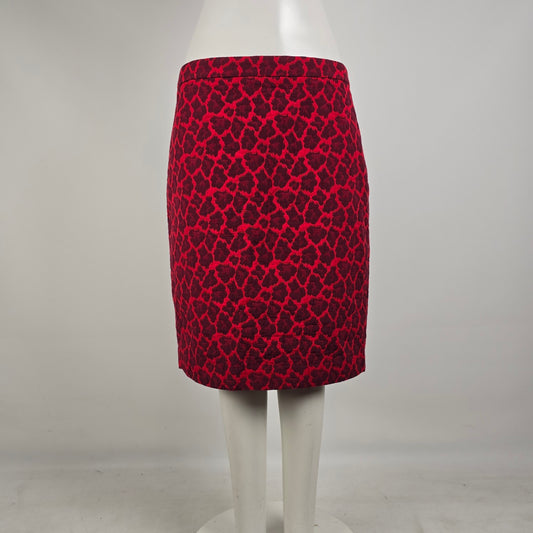 Talbots Petite Red Leopard Print Pencil Skirt Textured Career Chic 16P