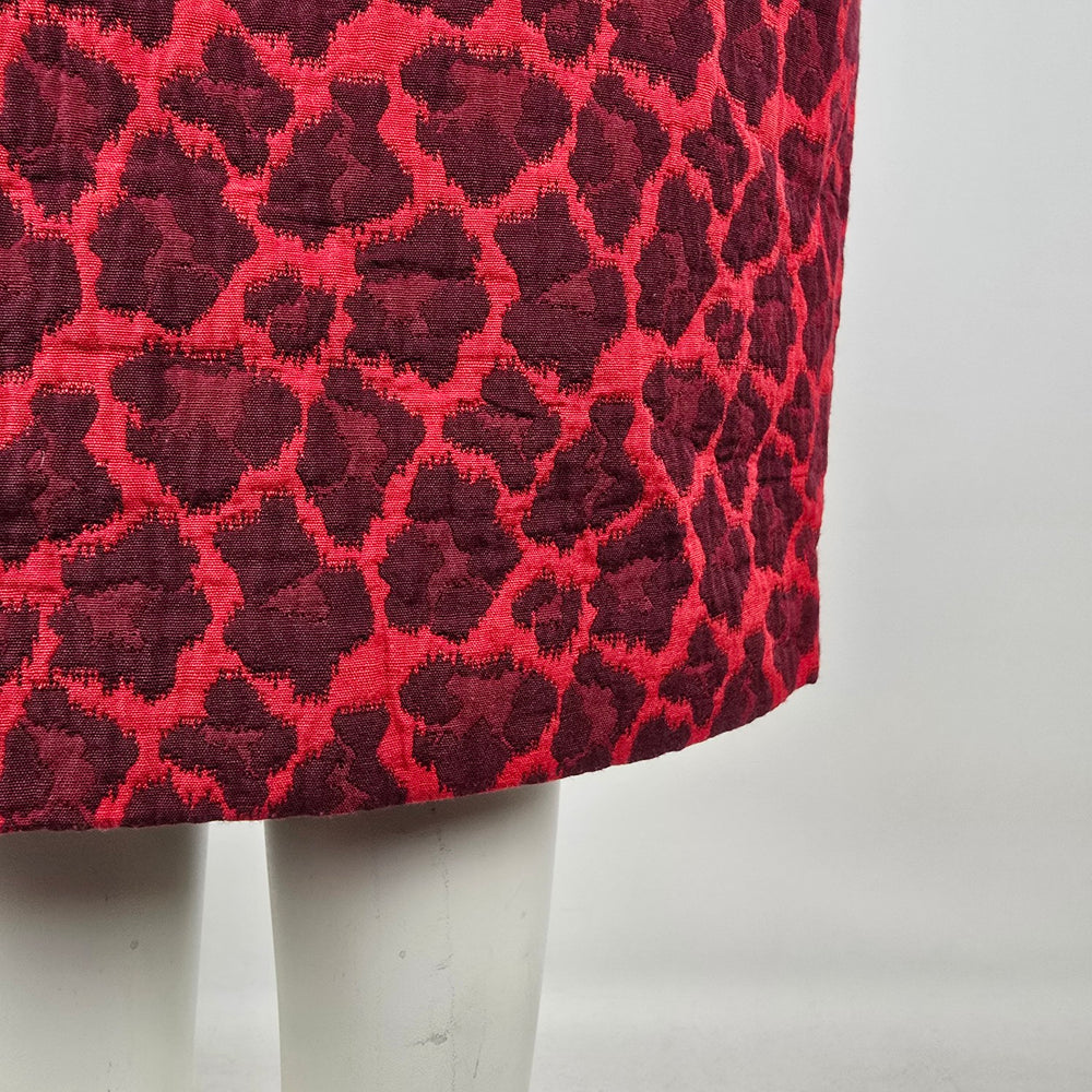 Talbots Petite Red Leopard Print Pencil Skirt Textured Career Chic 16P