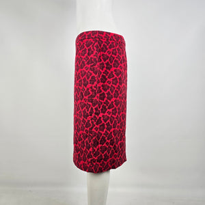 Talbots Petite Red Leopard Print Pencil Skirt Textured Career Chic 16P