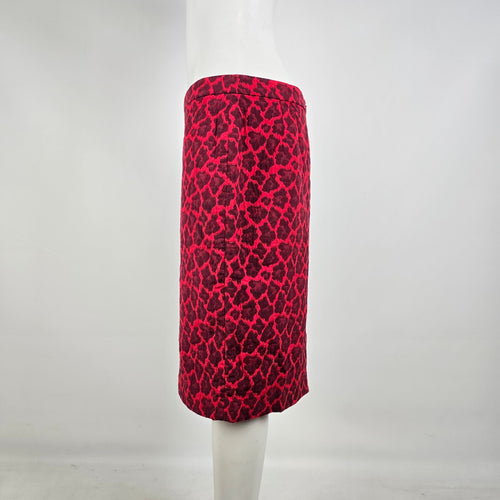 Talbots Petite Red Leopard Print Pencil Skirt Textured Career Chic 16P