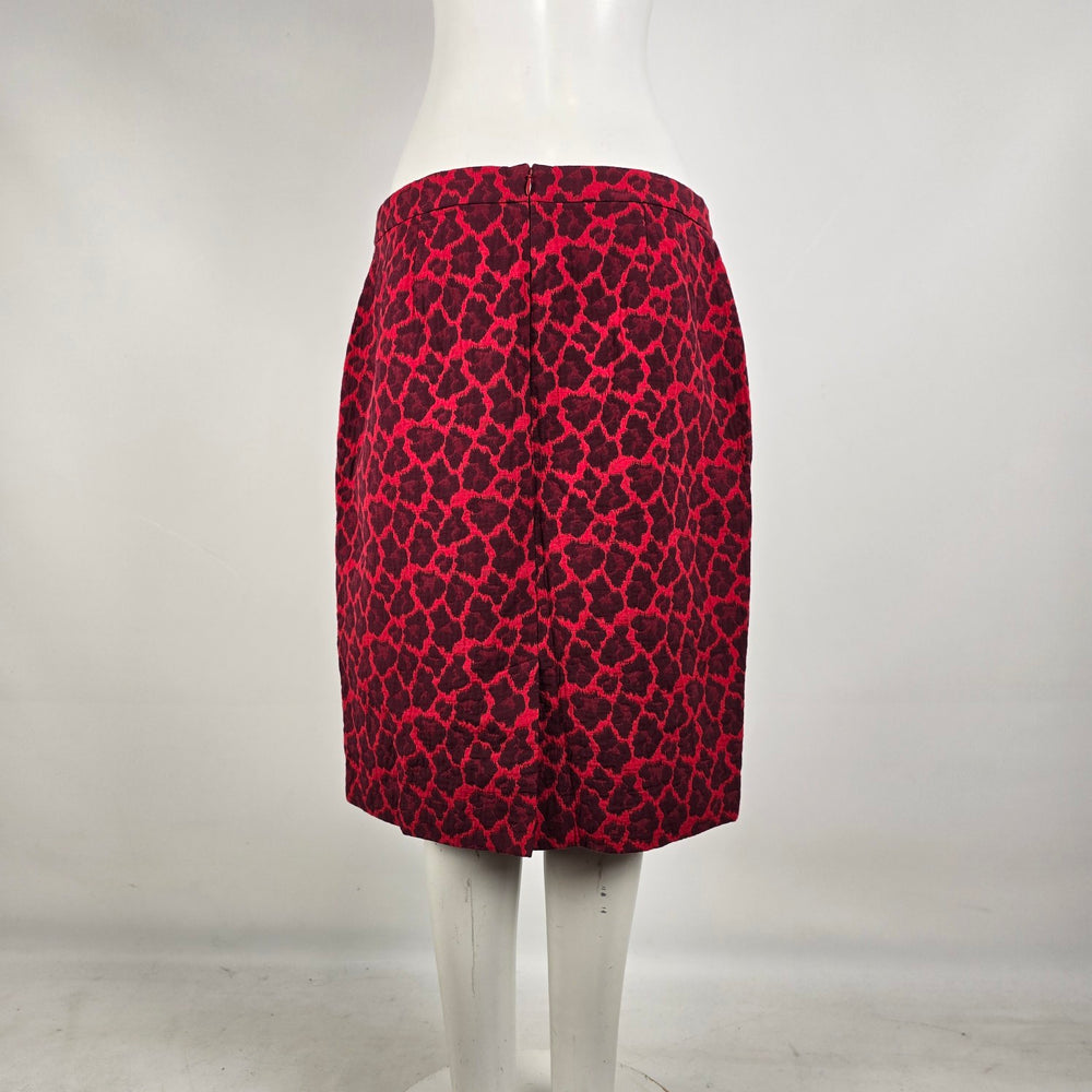 Talbots Petite Red Leopard Print Pencil Skirt Textured Career Chic 16P