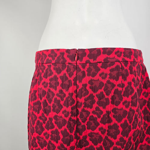 Talbots Petite Red Leopard Print Pencil Skirt Textured Career Chic 16P