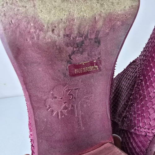 Felmini Magenta Textured Leather Ankle Boots Western Boho Booties Size 6