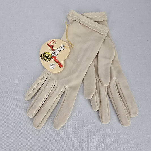 Vintage Deadstock Lotus Austin Cream Dress Gloves One Size Retro Mod