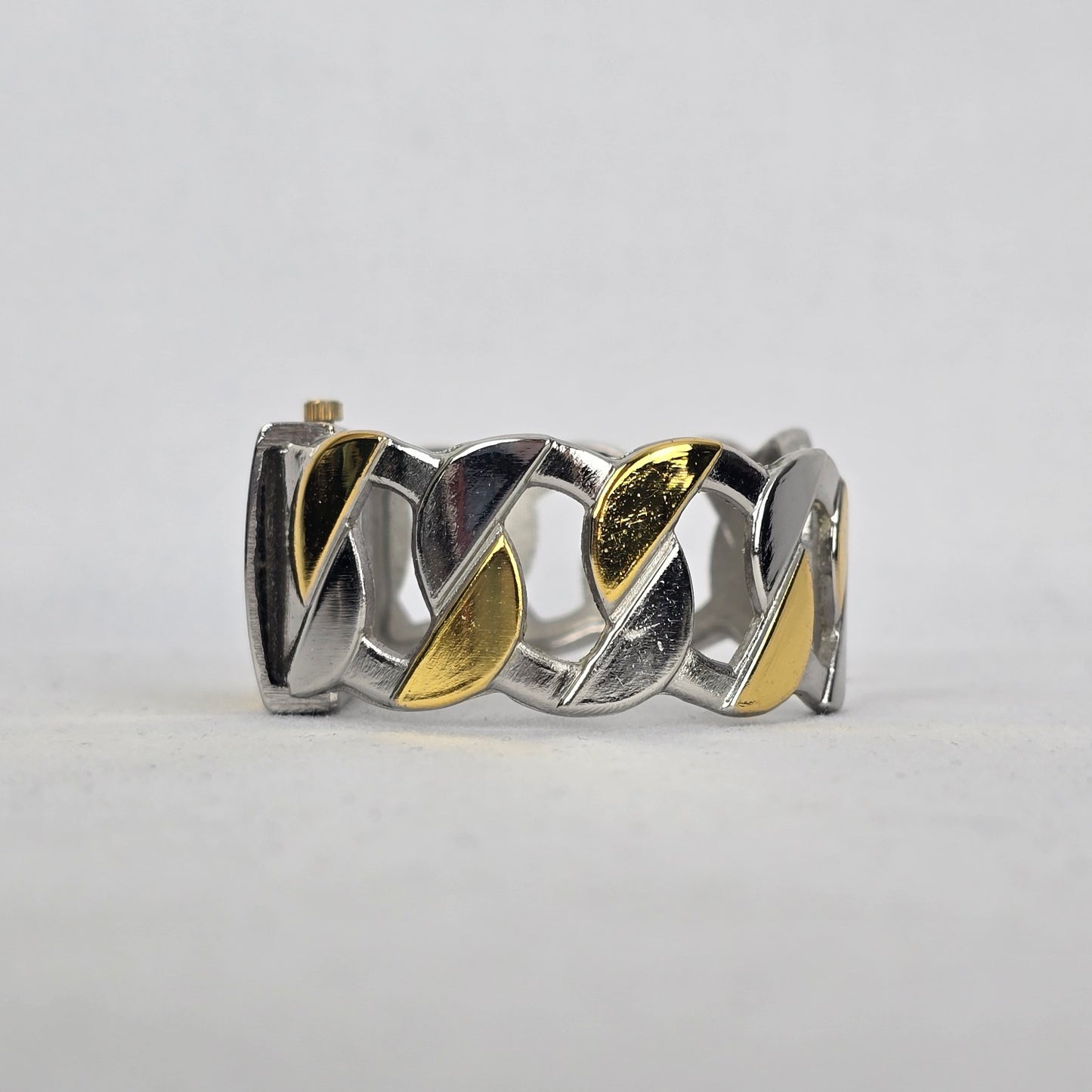 Vintage Louis Arden Two Tone Cuff Bracelet Quartz Watch Y2K
