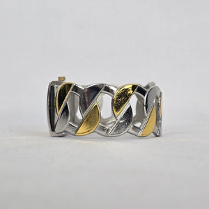 Vintage Louis Arden Two Tone Cuff Bracelet Quartz Watch Y2K