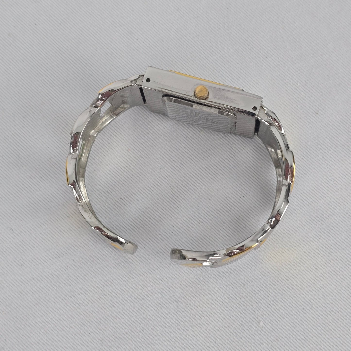 Vintage Louis Arden Two Tone Cuff Bracelet Quartz Watch Y2K