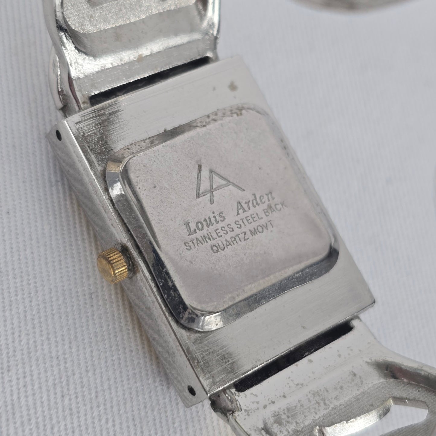 Vintage Louis Arden Two Tone Cuff Bracelet Quartz Watch Y2K