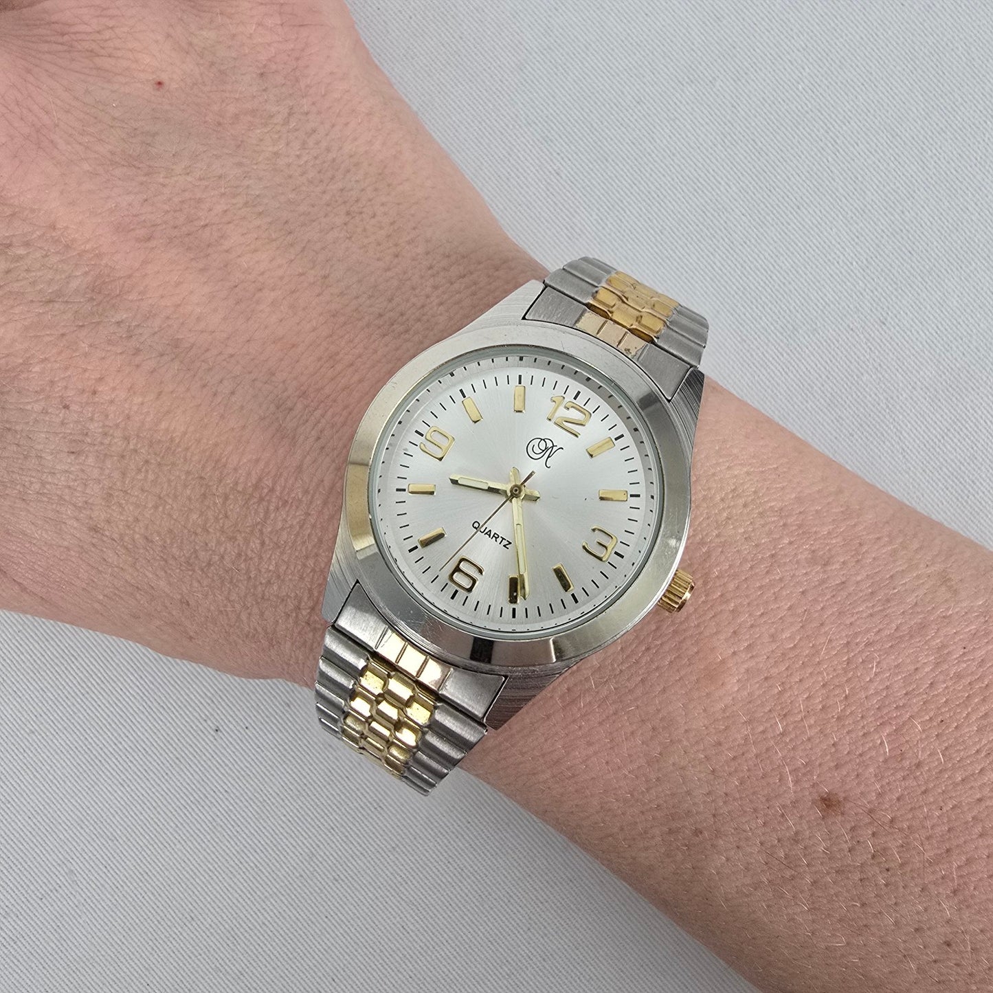 Vintage Two Tone Stainless Steel Quartz Watch Japan Movement