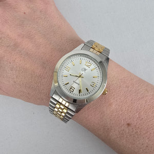 Vintage Two Tone Stainless Steel Quartz Watch Japan Movement