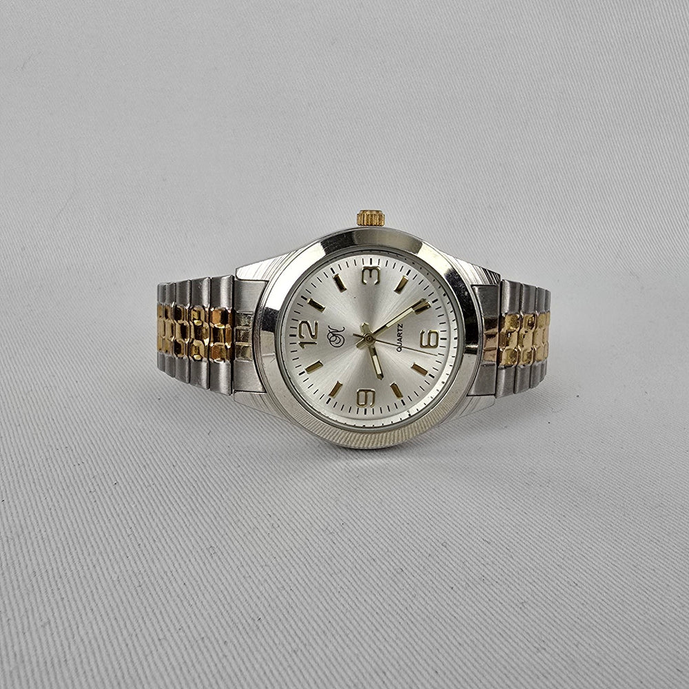 Vintage Two Tone Stainless Steel Quartz Watch Japan Movement