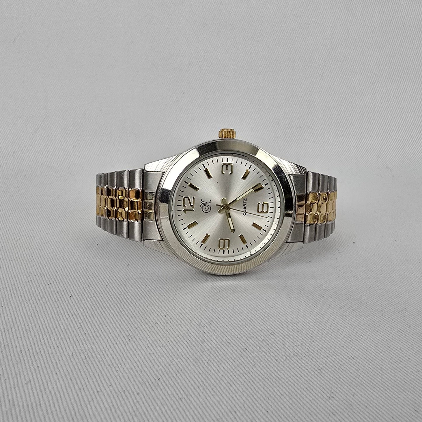 Vintage Two Tone Stainless Steel Quartz Watch Japan Movement