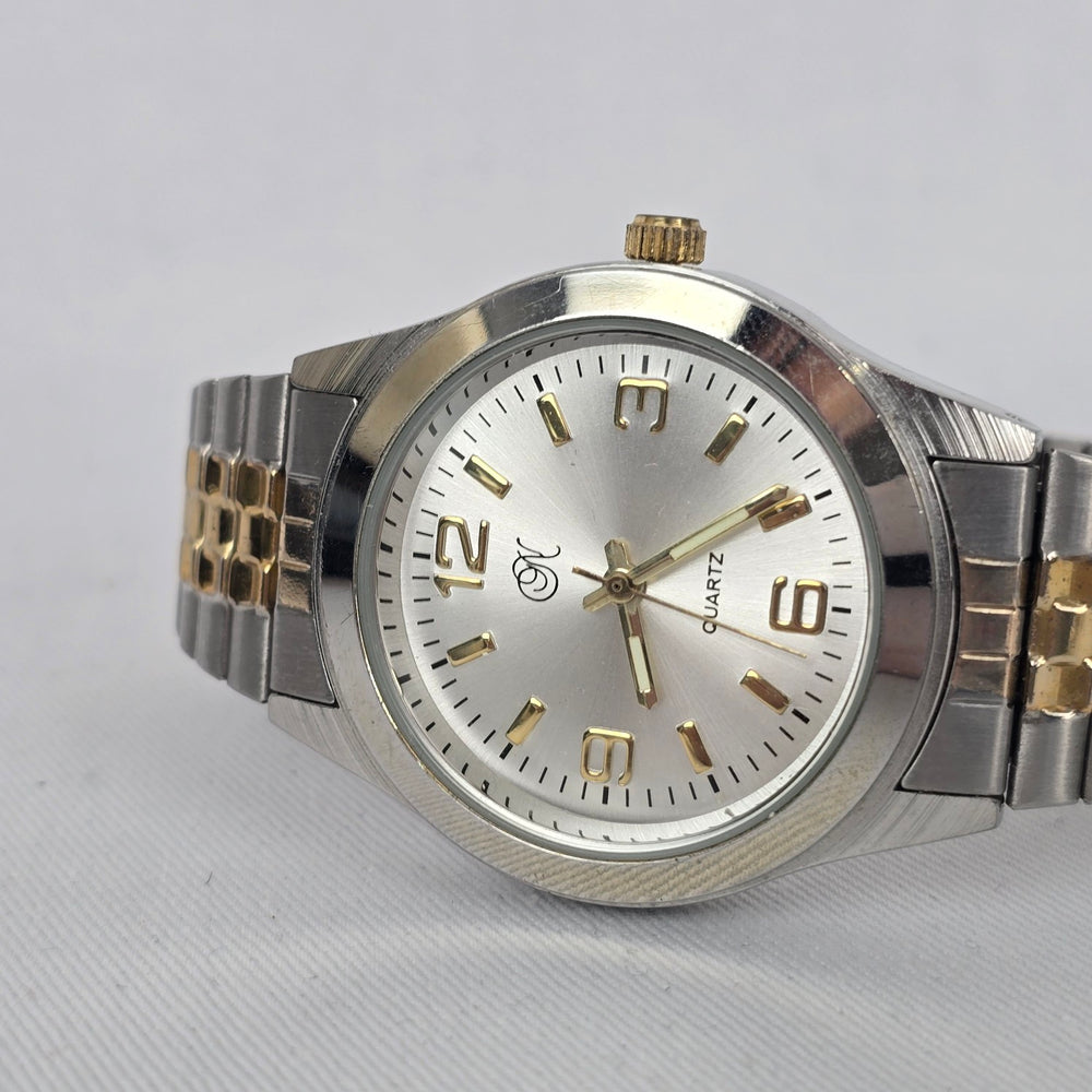 Vintage Two Tone Stainless Steel Quartz Watch Japan Movement