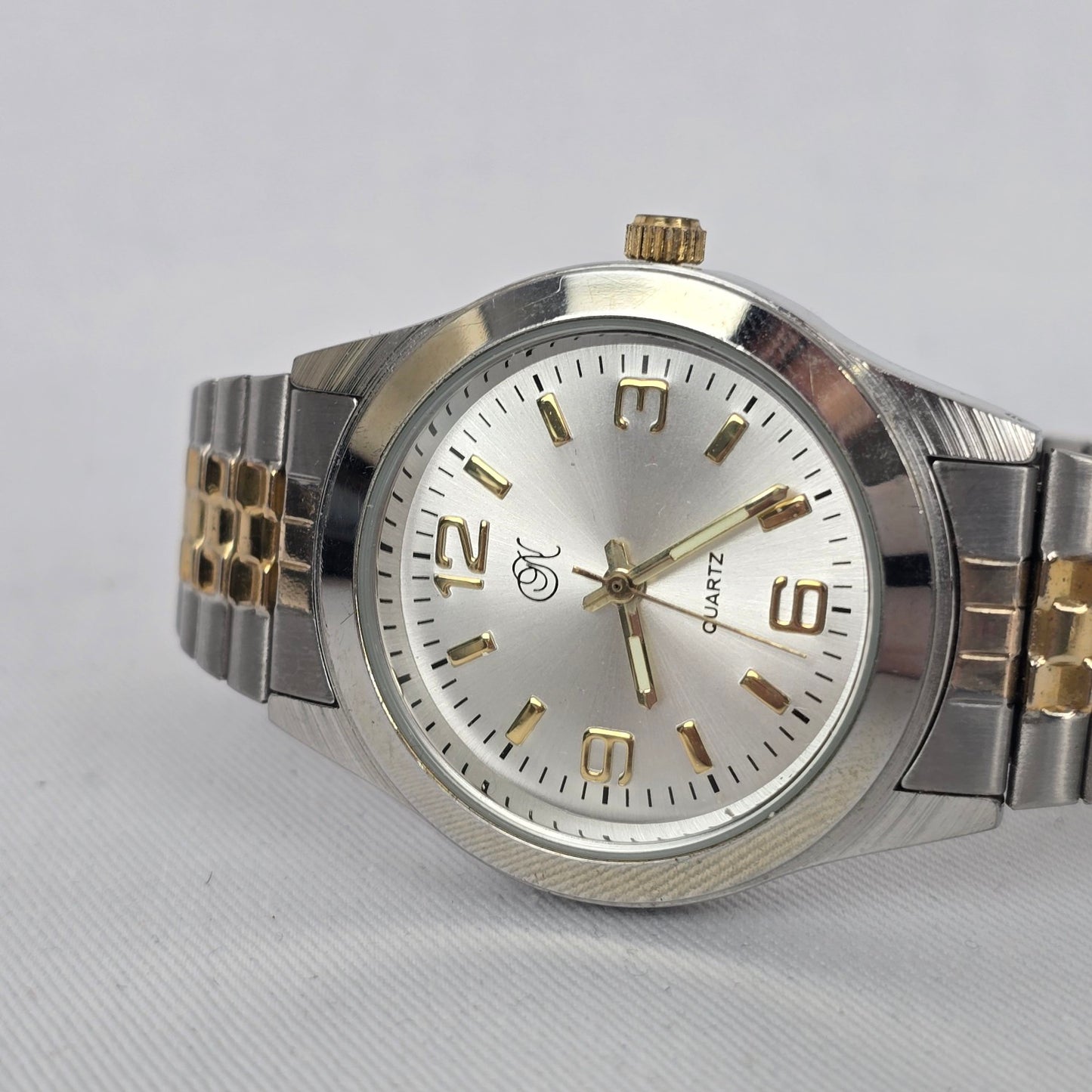 Vintage Two Tone Stainless Steel Quartz Watch Japan Movement
