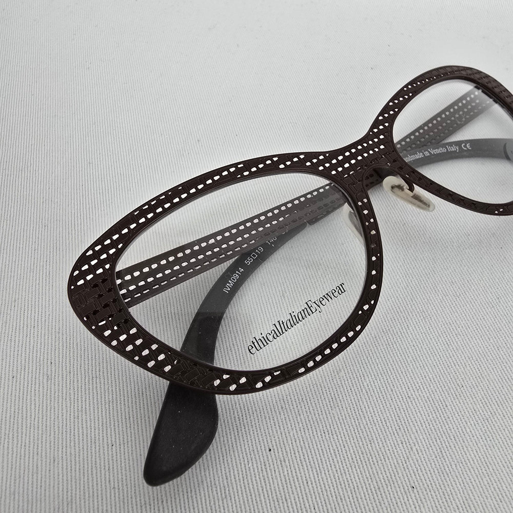 Ethical Italian Eyewear Brown Cutout Cat Eye Glasses Frames Italy