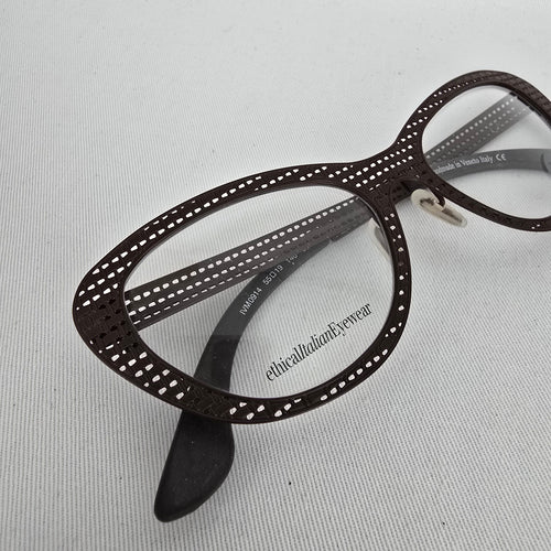 Ethical Italian Eyewear Brown Cutout Cat Eye Glasses Frames Italy