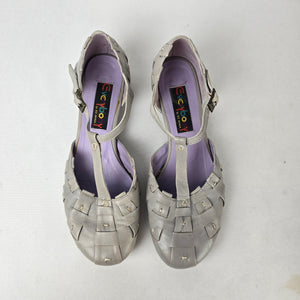 Everybody BZ Moda Gray Woven Leather T-Strap Mary Jane Flats Shoes Size 8