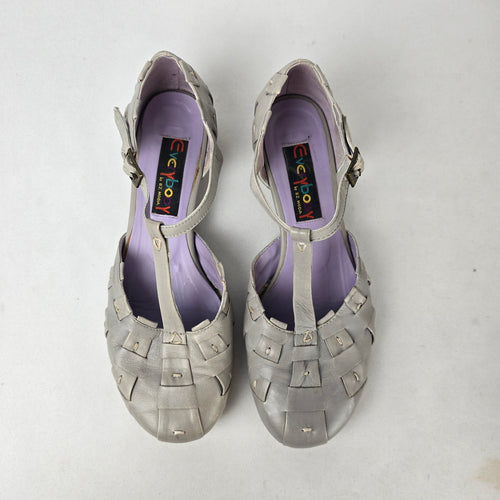 Everybody BZ Moda Gray Woven Leather T-Strap Mary Jane Flats Shoes Size 8