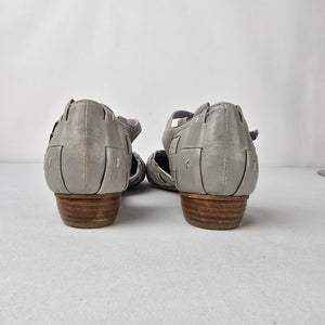 Everybody BZ Moda Gray Woven Leather T-Strap Mary Jane Flats Shoes Size 8