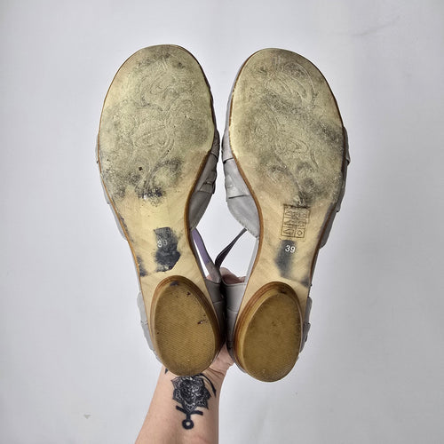 Everybody BZ Moda Gray Woven Leather T-Strap Mary Jane Flats Shoes Size 8
