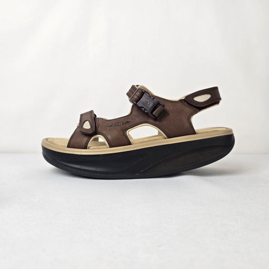 MBT Brown Leather Rocker Sole Comfort Walking Sandals Size 9.5