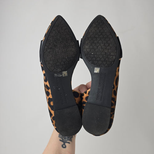 Chinese Laundry Leopard Print Patent Pointed Toe D’Orsay Flats Size 7