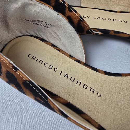 Chinese Laundry Leopard Print Patent Pointed Toe D’Orsay Flats Size 7