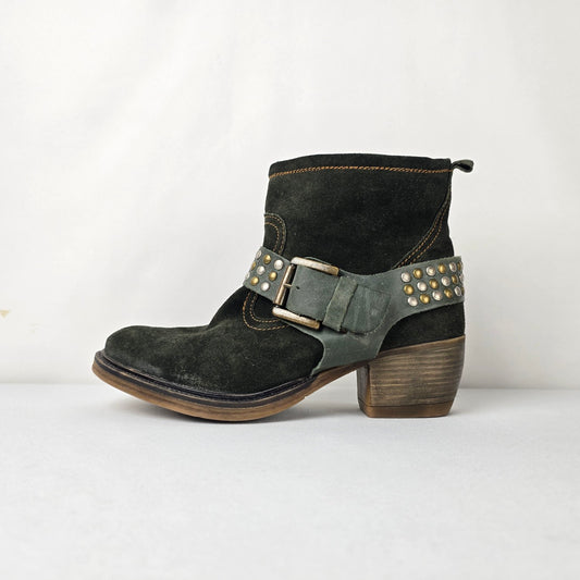Josef Seibel Studded Harness Ankle Boots Leather Comfort Booties Size 8