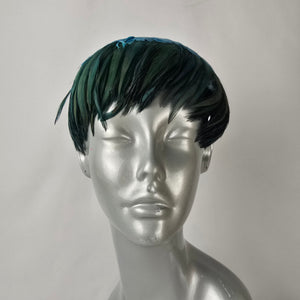 Vintage Eaton’s Feather Fascinator Hat Blue Green Feather Headpiece